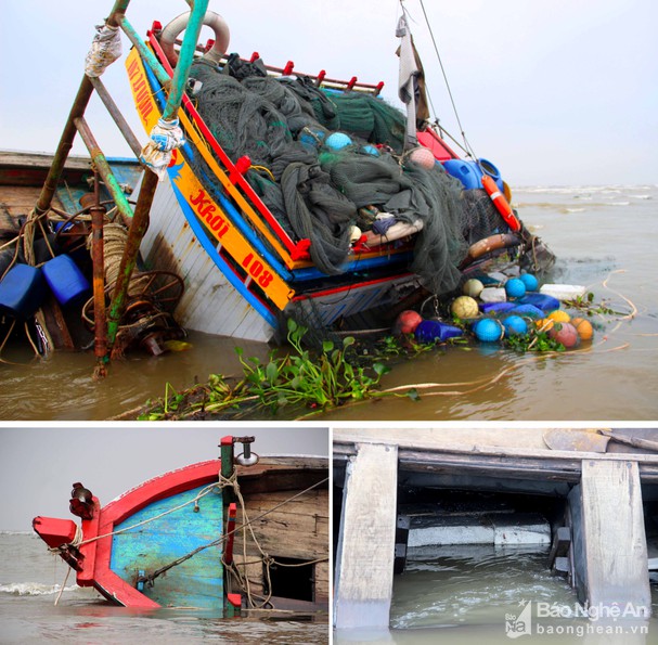 Dầu tràn tại tàu cá bị chìm ở Nghệ An
